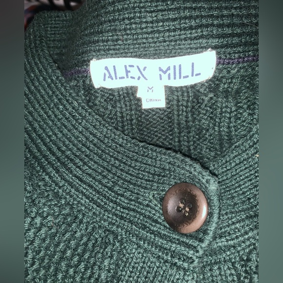 Alex Mill Nico Chunky Cotton cable knit Cardigan in Evergreen size Medium - Picture 11 of 13